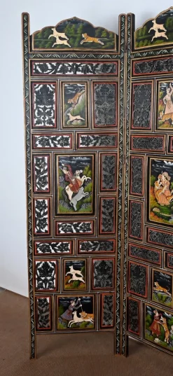 Pamono Indian Four-Part Screen, Rajasthan, Early 1900s><noscript><img width=
