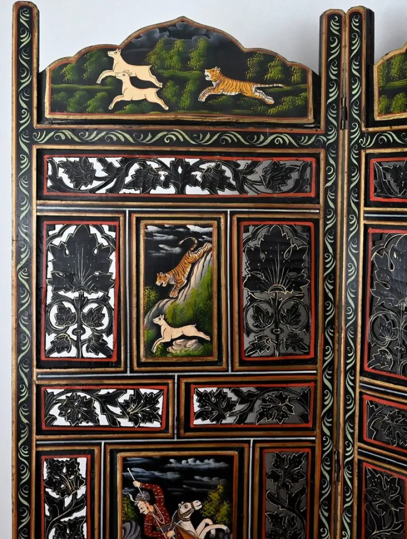 Pamono Indian Four-Part Screen, Rajasthan, Early 1900s> Room Dividers & Screens