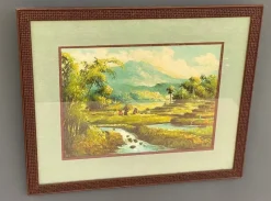 Outlet Pamono Indochinese Rice Field, 1950s, Oil on Canvas, Framed