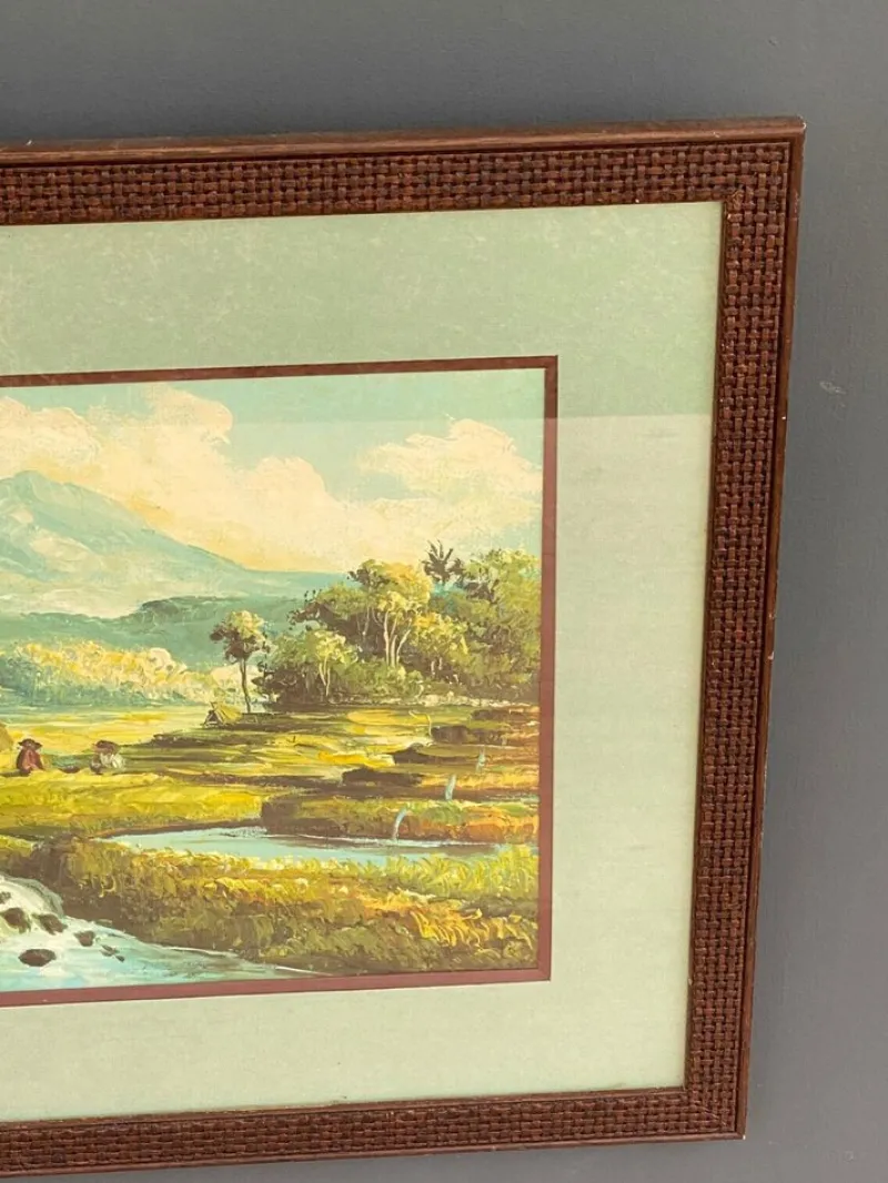 Outlet Pamono Indochinese Rice Field, 1950s, Oil on Canvas, Framed