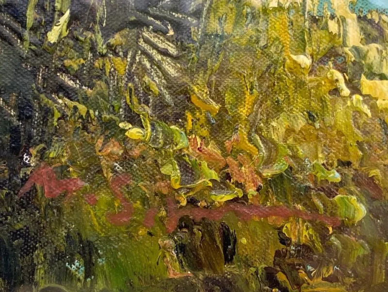 Outlet Pamono Indochinese Rice Field, 1950s, Oil on Canvas, Framed
