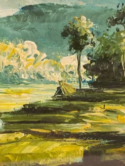 Outlet Pamono Indochinese Rice Field, 1950s, Oil on Canvas, Framed