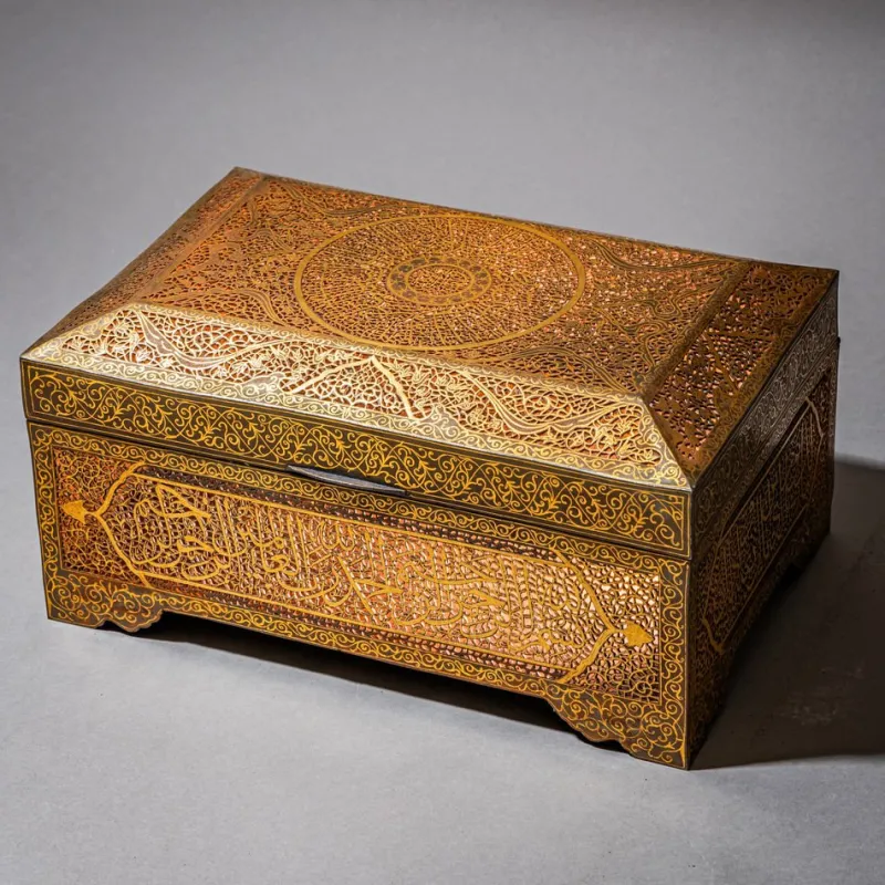 Pamono Indo-Middle Eastern Iron Koftgari Casket, Late 19th Century> Trunks Crates & Baskets