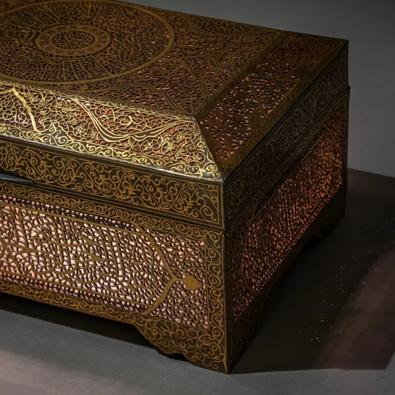 Pamono Indo-Middle Eastern Iron Koftgari Casket, Late 19th Century> Trunks Crates & Baskets