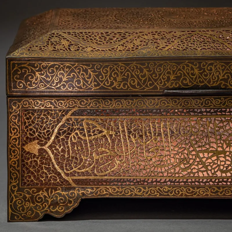 Pamono Indo-Middle Eastern Iron Koftgari Casket, Late 19th Century> Trunks Crates & Baskets