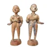 Discount Pamono Indonesian Artist, Female Sculptures, Late 18th Century, Carved and Lacquered Wood, Set of 2