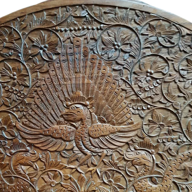 Sale Pamono Indonesian Colonial Art Deco Hand Carved Wooden Magazine Rack