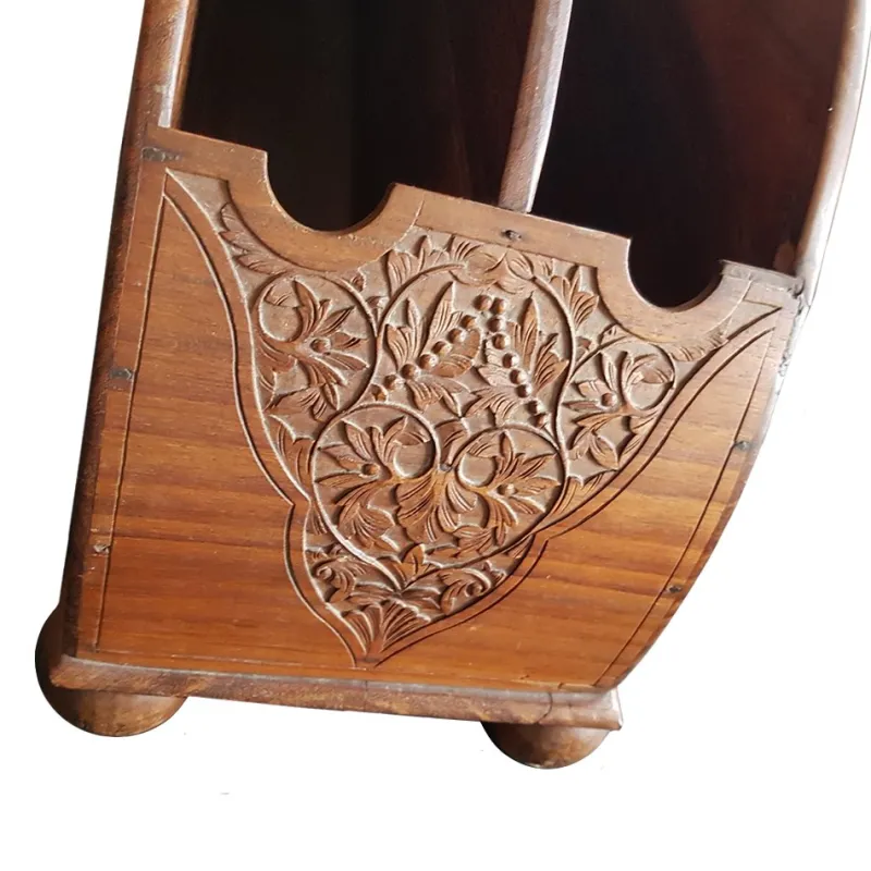 Sale Pamono Indonesian Colonial Art Deco Hand Carved Wooden Magazine Rack