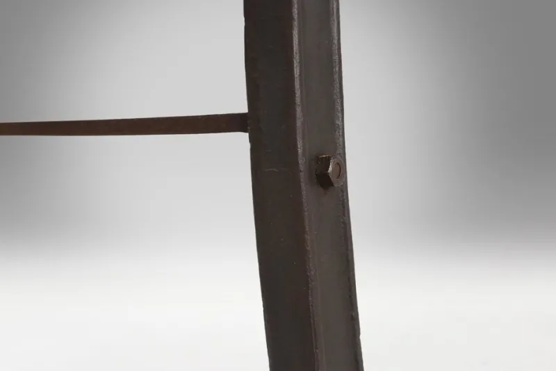 Pamono Industrial Bistro Table with Cast Iron Legs and Wooden Top, Belgium, 1920s> Worktables & Workbenches