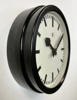 Sale Pamono Industrial Black Bakelite Station Wall Clock from TN, 1940s