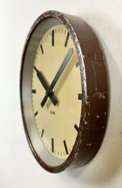Clearance Pamono Industrial Brown Factory Wall Clock from IBM, 1950s