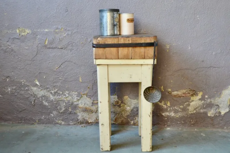 Pamono Industrial Butchers Block, 1950s> Worktables & Workbenches