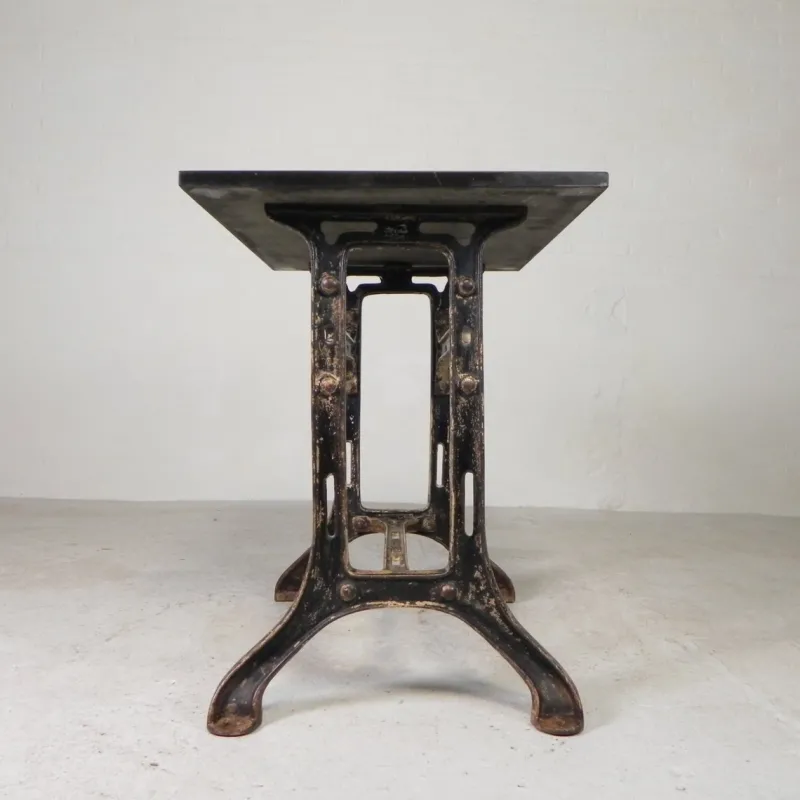 Outlet Pamono Industrial Cast Iron Garden Table with Stone Top, 1930s