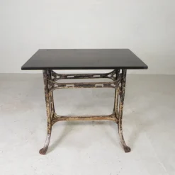 Outlet Pamono Industrial Cast Iron Garden Table with Stone Top, 1930s
