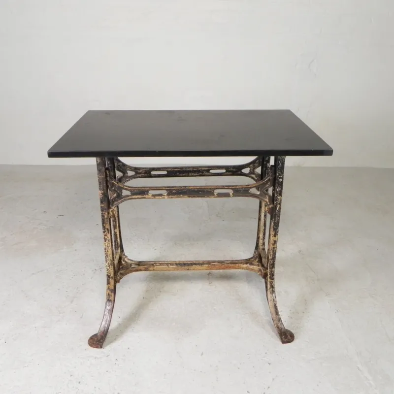 Outlet Pamono Industrial Cast Iron Garden Table with Stone Top, 1930s