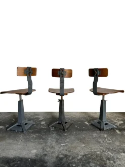 Sale Pamono Industrial Factory Machinist Sewing Chairs from Simanco, 1940s, Set of 3