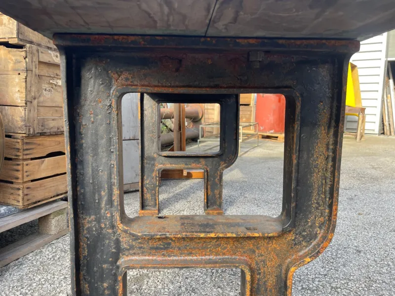 Pamono Industrial Factory Workbench in Cast Iron and Wood Top, 1955> Worktables & Workbenches