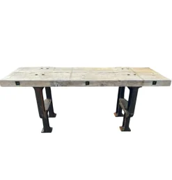 Pamono Industrial Factory Workbench in Cast Iron and Wood Top, 1955><noscript><img width=