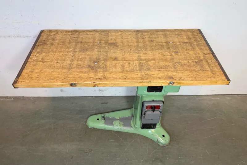 Pamono Industrial Green Cast Iron Table, 1960s> Worktables & Workbenches