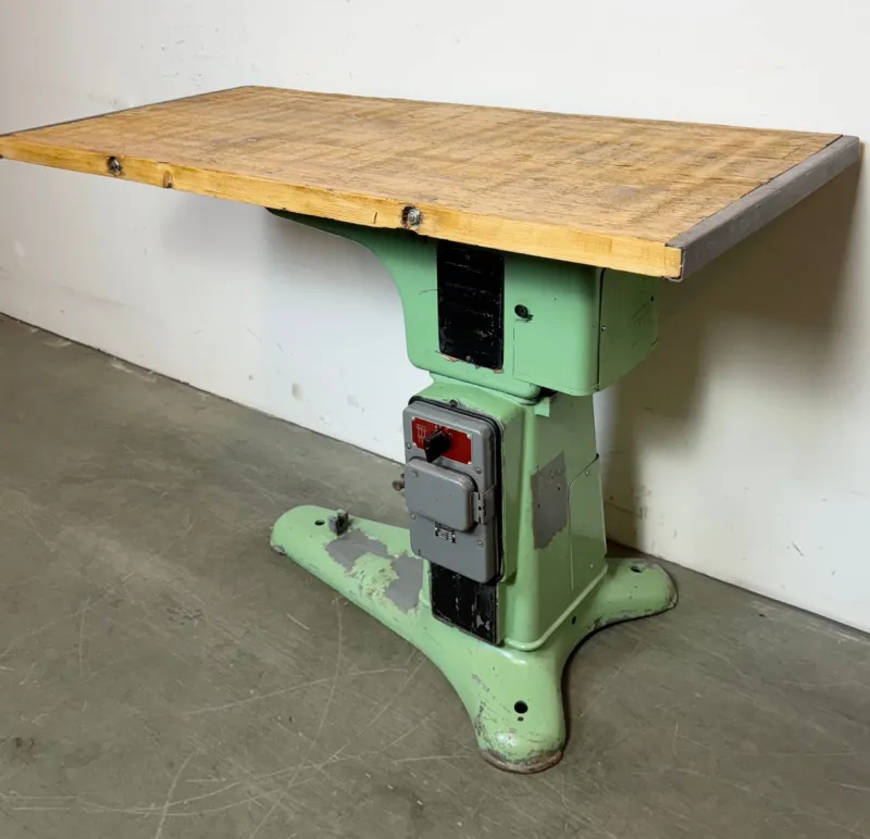 Pamono Industrial Green Cast Iron Table, 1960s> Worktables & Workbenches