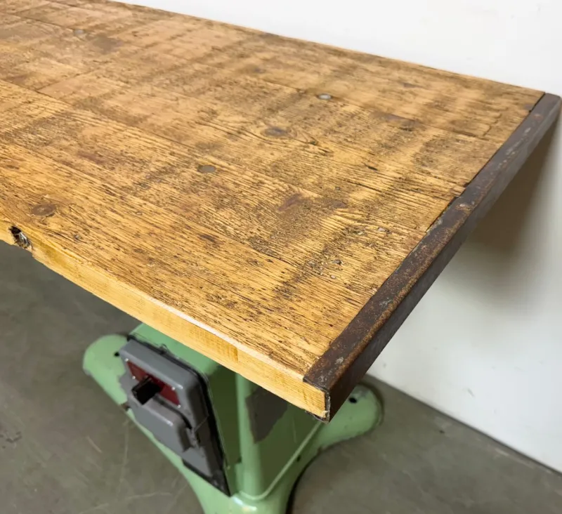 Pamono Industrial Green Cast Iron Table, 1960s> Worktables & Workbenches
