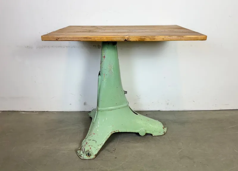 Pamono Industrial Green Cast Iron Table, 1960s> Worktables & Workbenches