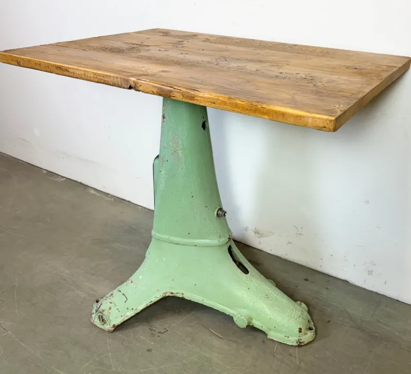 Pamono Industrial Green Cast Iron Table, 1960s> Worktables & Workbenches