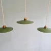 Pamono Industrial Green Pendant Lights, 1940s, Set of 3