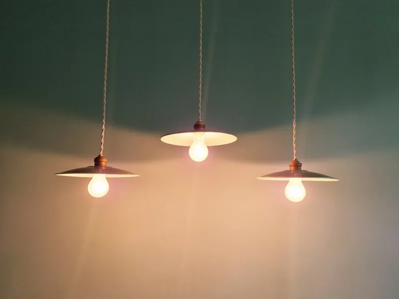 Pamono Industrial Green Pendant Lights, 1940s, Set of 3
