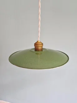 Pamono Industrial Green Pendant Lights, 1940s, Set of 3