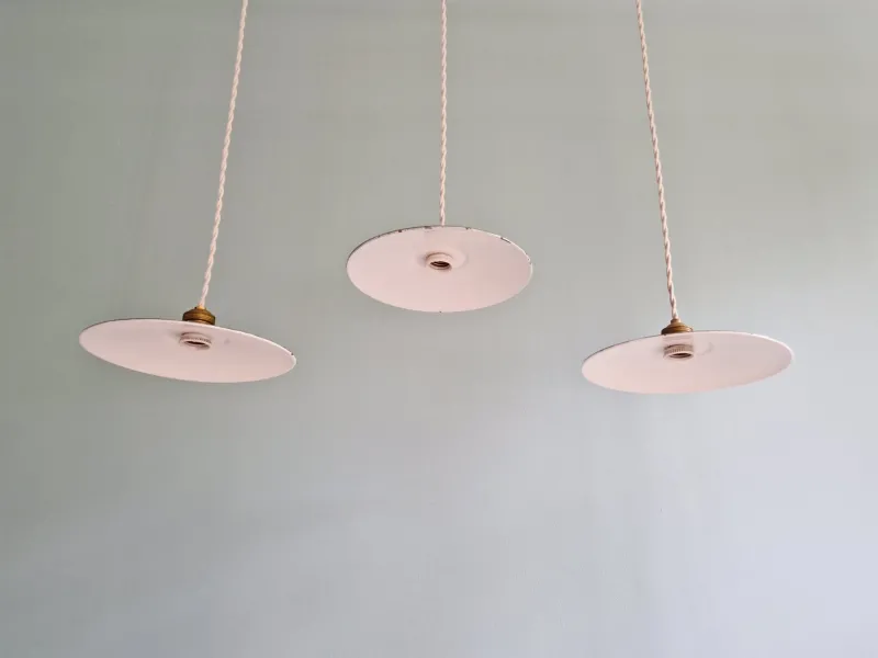 Pamono Industrial Green Pendant Lights, 1940s, Set of 3