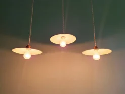 Pamono Industrial Green Pendant Lights, 1940s, Set of 3