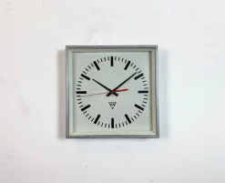 Hot Pamono Industrial Grey Square Wall Clock from Pragotron, 1980s