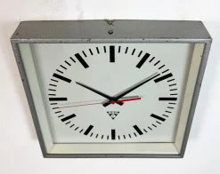 Hot Pamono Industrial Grey Square Wall Clock from Pragotron, 1980s