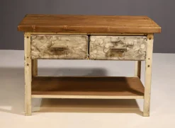 Pamono Industrial Iron Kitchen Table, Former Czechoslovakia, 1950s><noscript><img width=