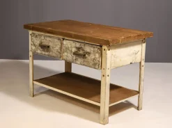 Pamono Industrial Iron Kitchen Table, Former Czechoslovakia, 1950s><noscript><img width=
