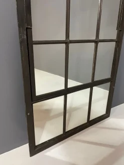 Pamono Industrial Iron Mirror with Patina, Czechoslovakia, 1960s><noscript><img width=