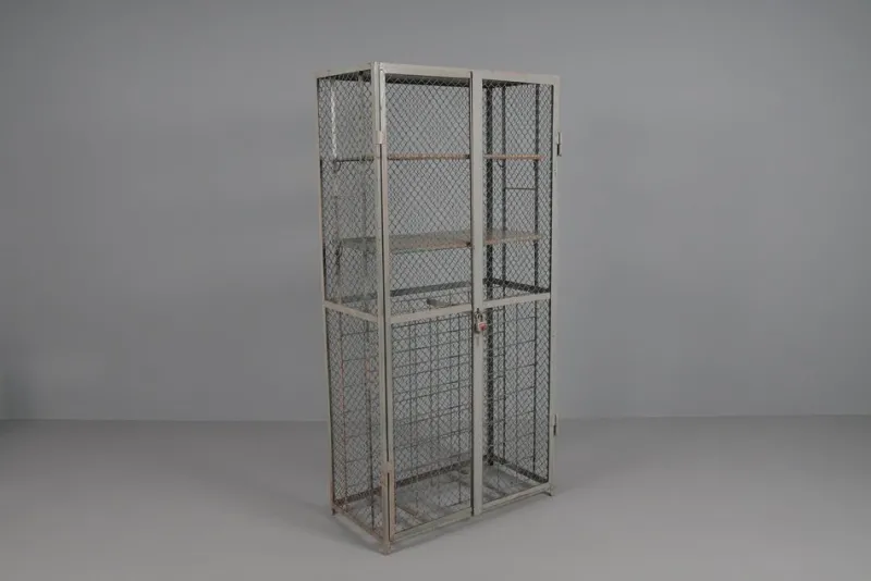 Sale Pamono Industrial Lockable Metal Wine Cabinet with Space for 64 Wine Bottles, 1960s