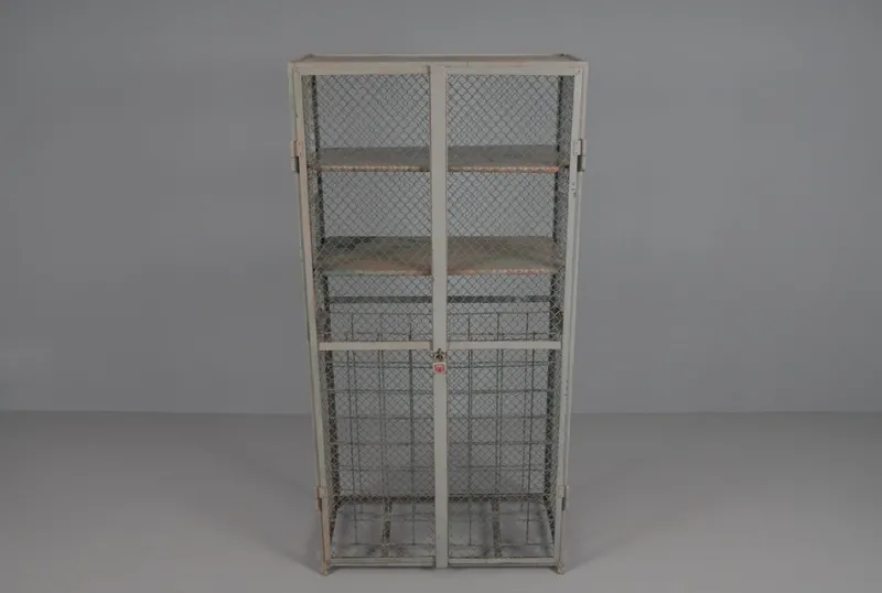 Sale Pamono Industrial Lockable Metal Wine Cabinet with Space for 64 Wine Bottles, 1960s