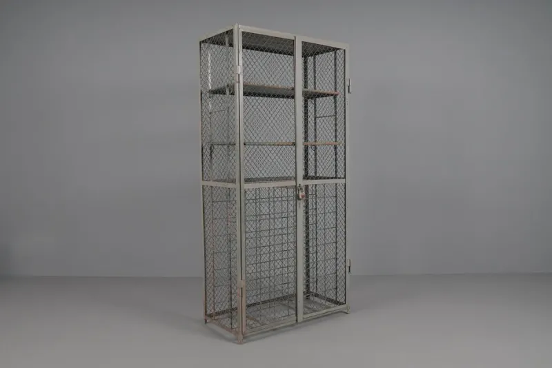 Sale Pamono Industrial Lockable Metal Wine Cabinet with Space for 64 Wine Bottles, 1960s