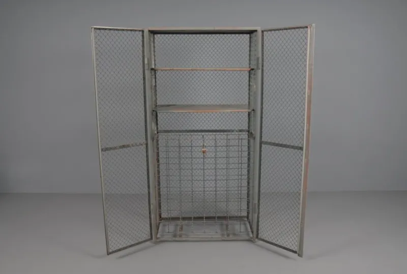 Sale Pamono Industrial Lockable Metal Wine Cabinet with Space for 64 Wine Bottles, 1960s