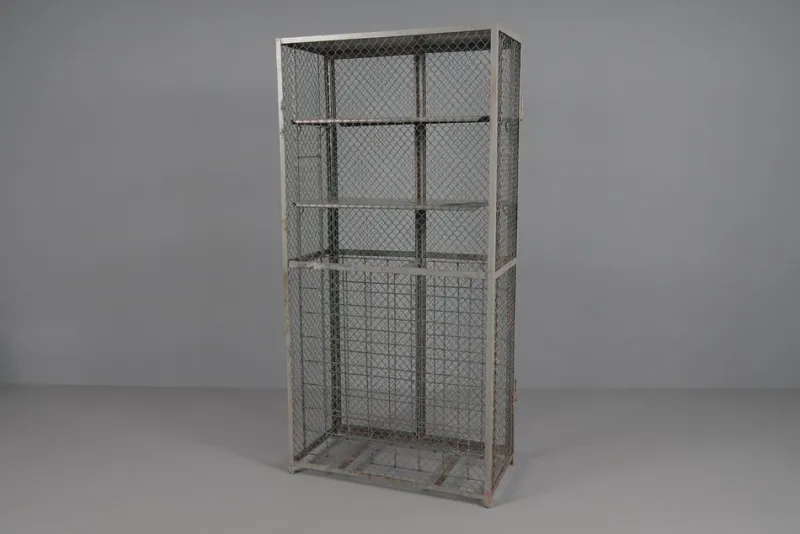 Sale Pamono Industrial Lockable Metal Wine Cabinet with Space for 64 Wine Bottles, 1960s