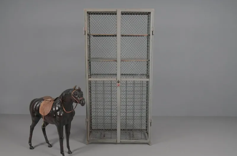 Sale Pamono Industrial Lockable Metal Wine Cabinet with Space for 64 Wine Bottles, 1960s
