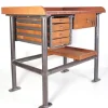 Clearance Pamono Industrial Mahogany Desk Work Table, Former Czechoslovakia, 1960s