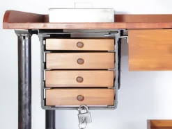 Clearance Pamono Industrial Mahogany Desk Work Table, Former Czechoslovakia, 1960s