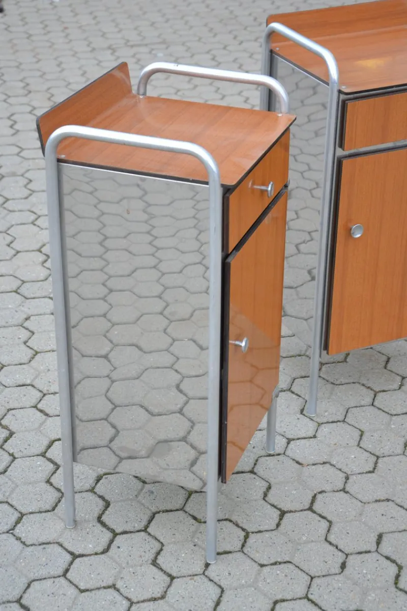 Clearance Pamono Industrial Nightstands, 1960s, Set of 2