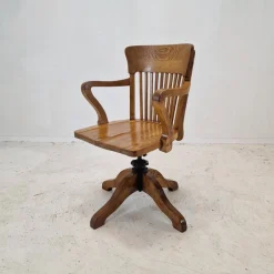 New Pamono Industrial Oak Swivel Chair, 1900s