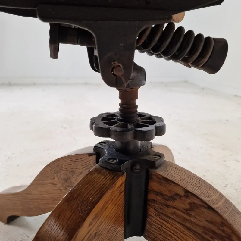 New Pamono Industrial Oak Swivel Chair, 1900s