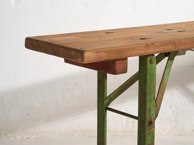Pamono Industrial Style Folding Bench, 1950> Benches