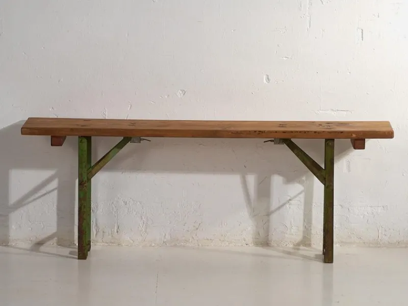 Pamono Industrial Style Folding Bench, 1950> Benches